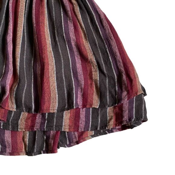 Rails Lucca Mini Dress Women's Sz S Linen Blend Striped Smocked V-Neck Coquette - Picture 8 of 16